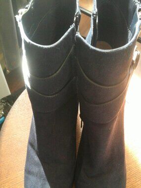 Apt. 9 Advisor Womens 8M Bootie Navy Side Zip Almond Toe Block Heel Ankle Boots